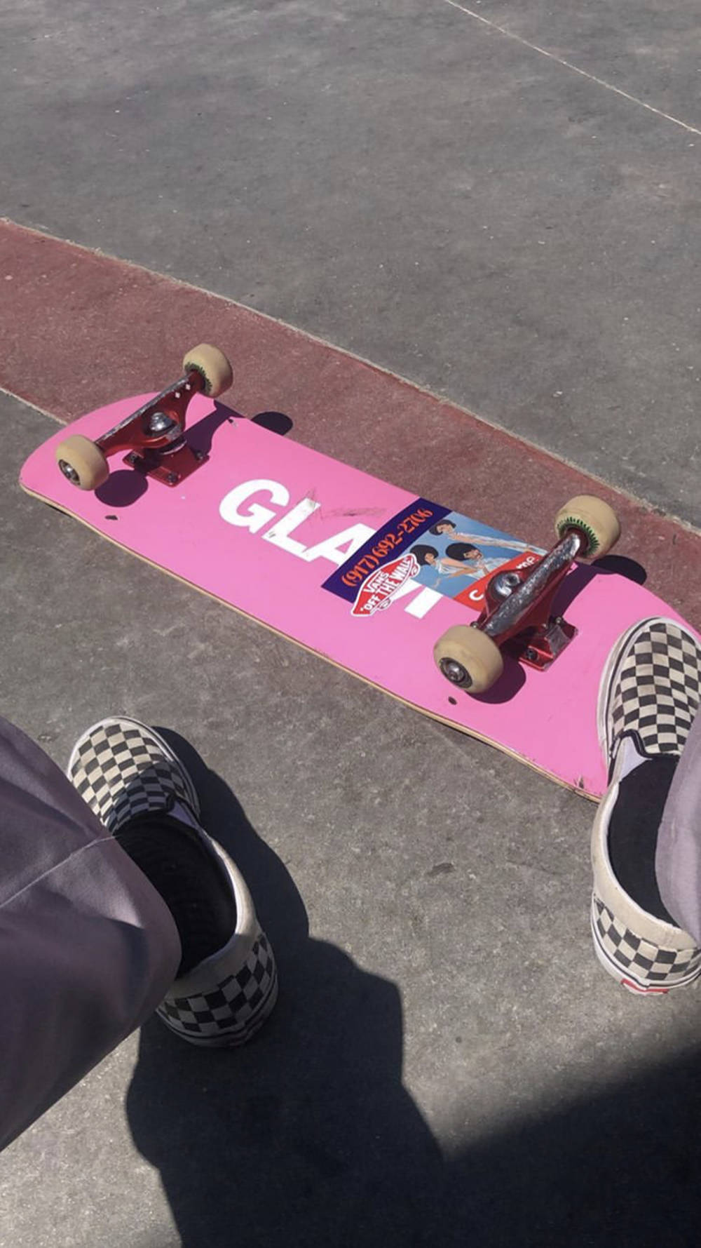 Pink Glam Skateboard And Vans Shoes Skater Aesthetic Wallpaper