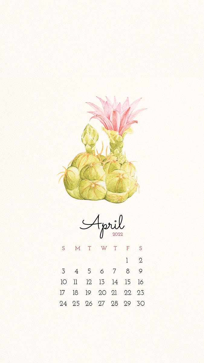 Pink Green Fruit April 2022 Calendar Wallpaper