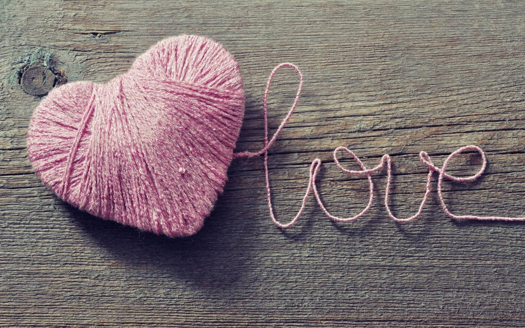 Pink Heart Love Yarn Wallpaper