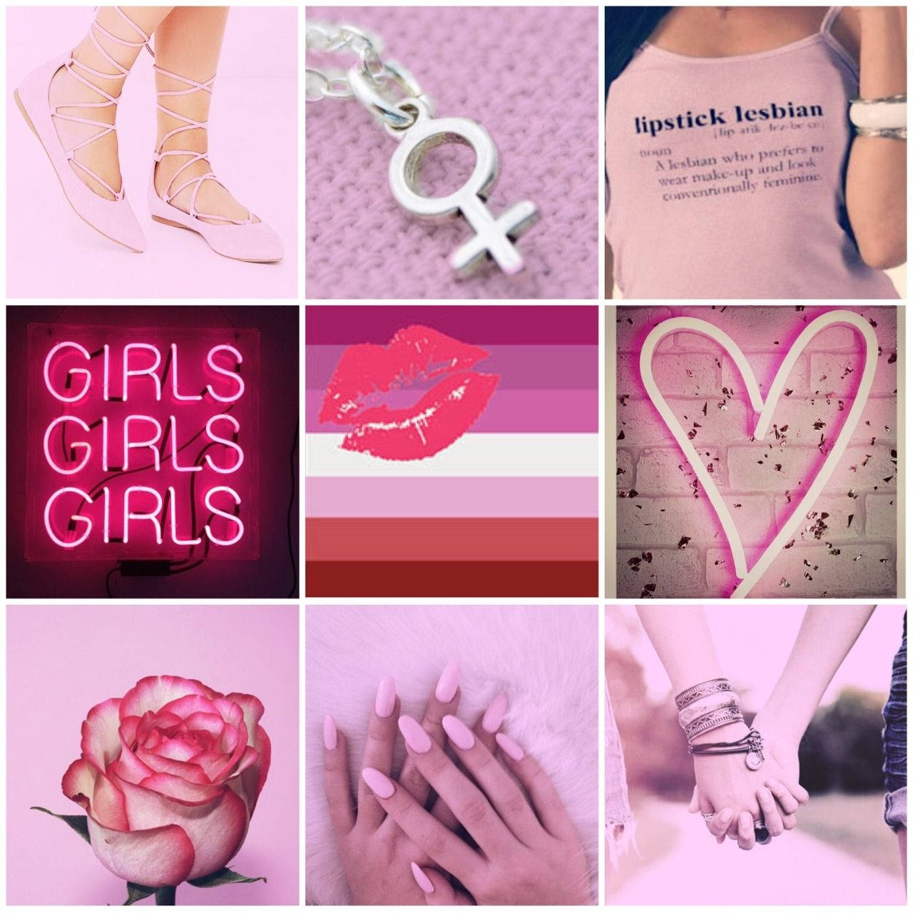 Pink Lesbian Aesthetic Montage Wallpaper