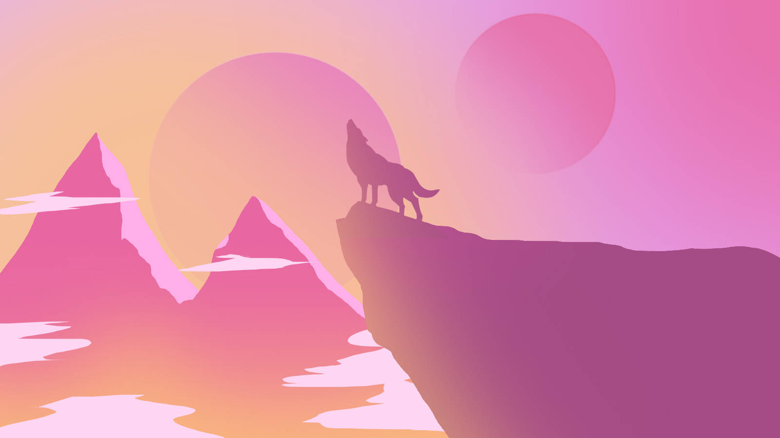 Pink Minimalist Lone Wolf Wallpaper