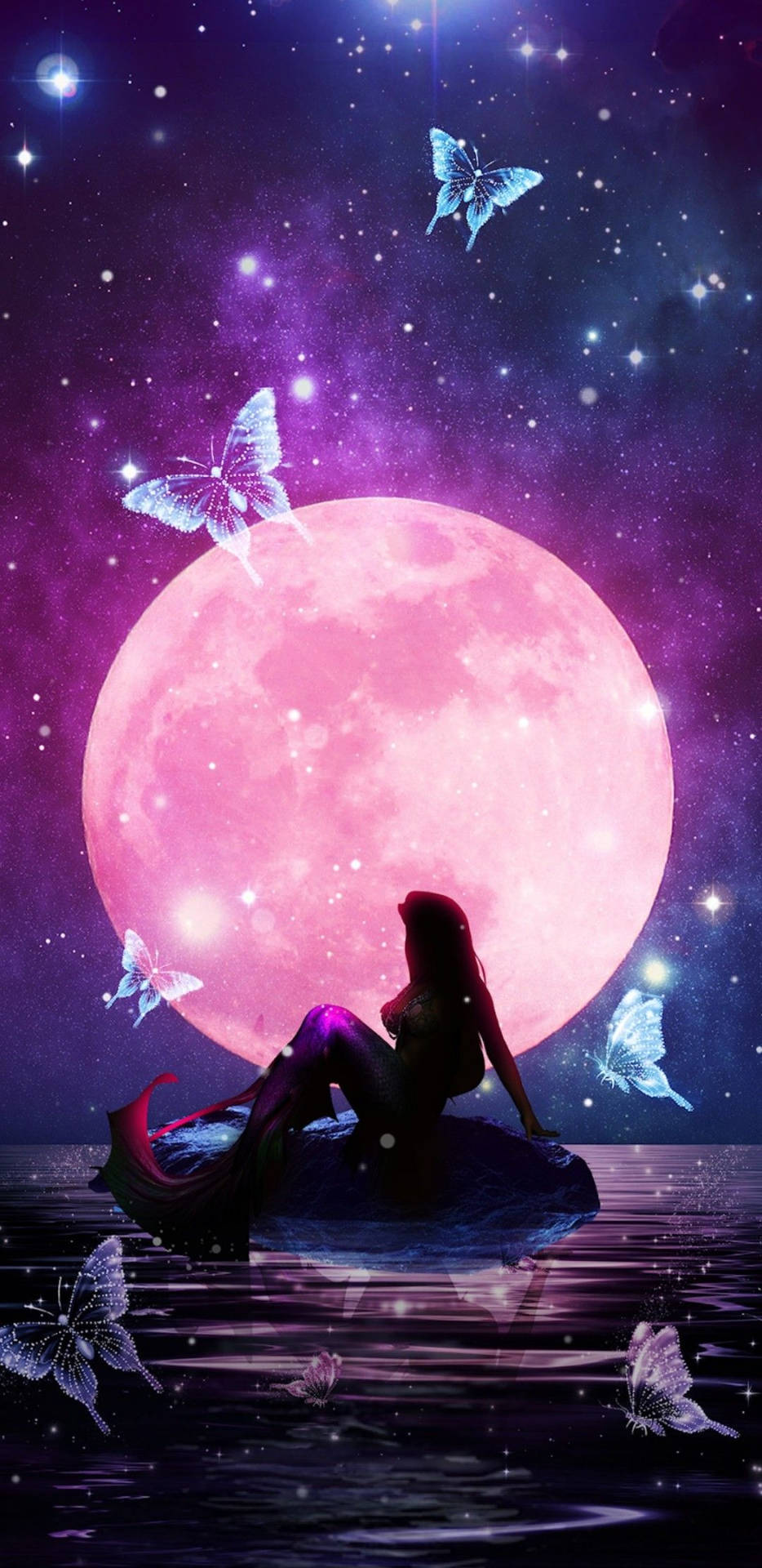 Download free Pink Moon Mermaid Wallpaper 