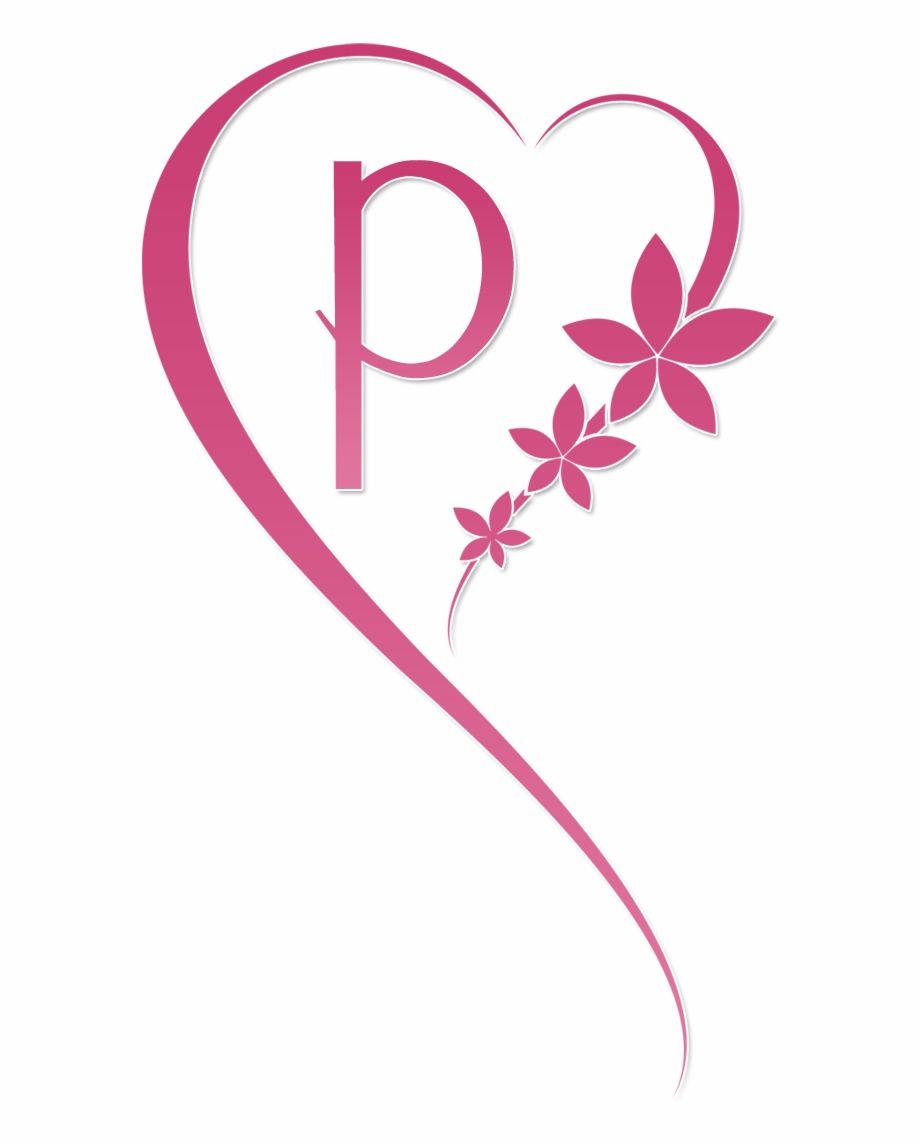 Pink P Letter In Heart Wallpaper