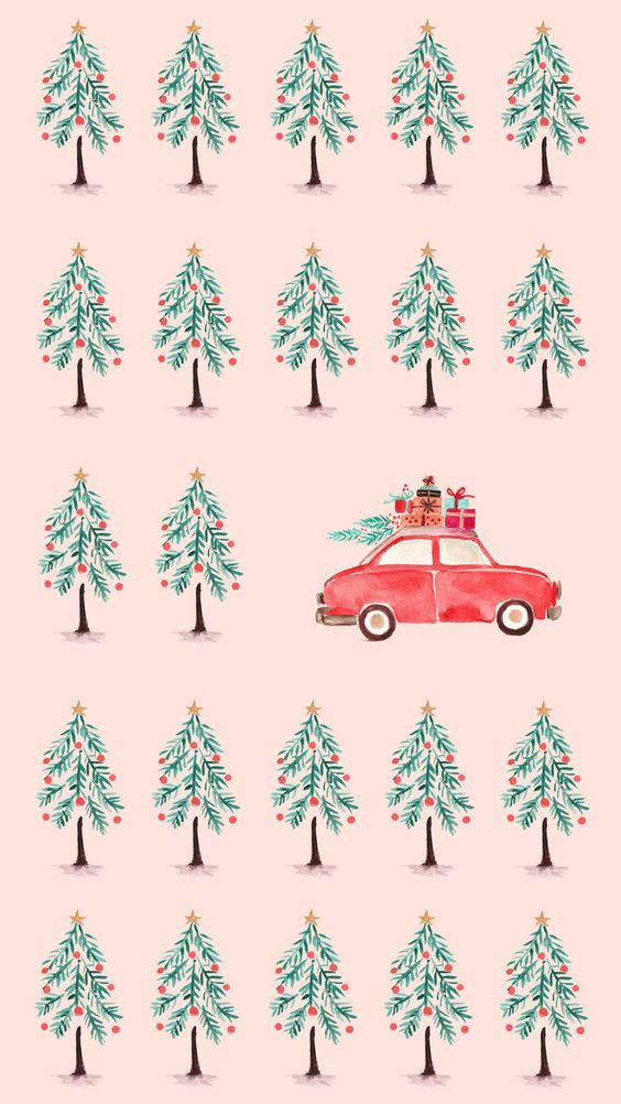Pink Simple Christmas Illustration Wallpaper