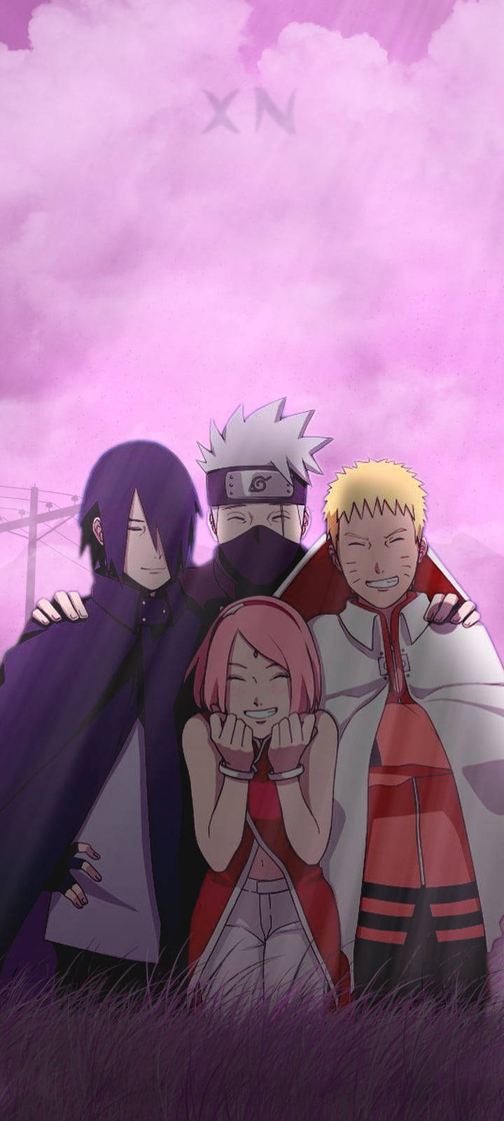 Pink Team 7 Naruto Iphone Wallpaper