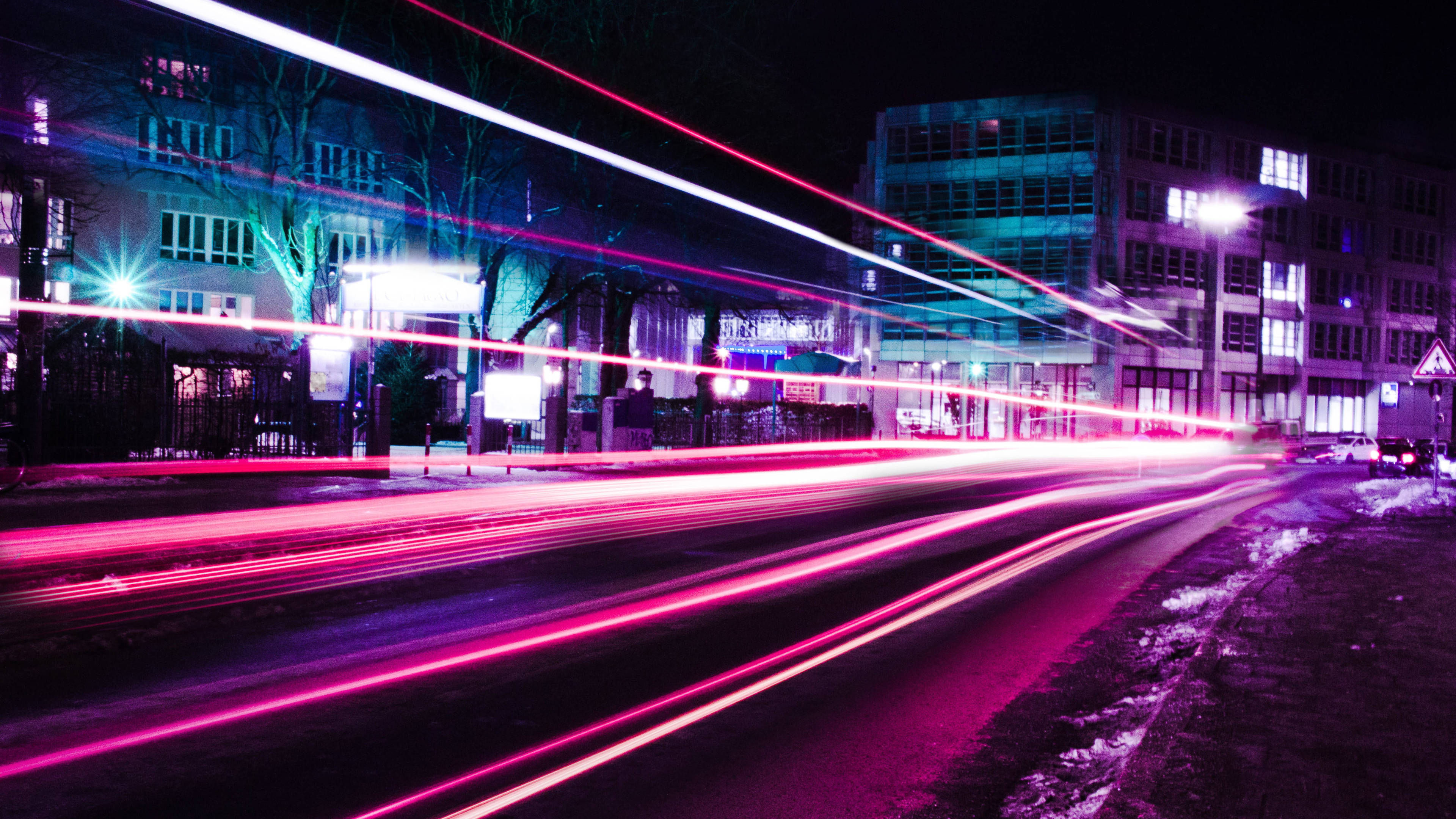 Pink Trail Lights Led 4k Wallpaper