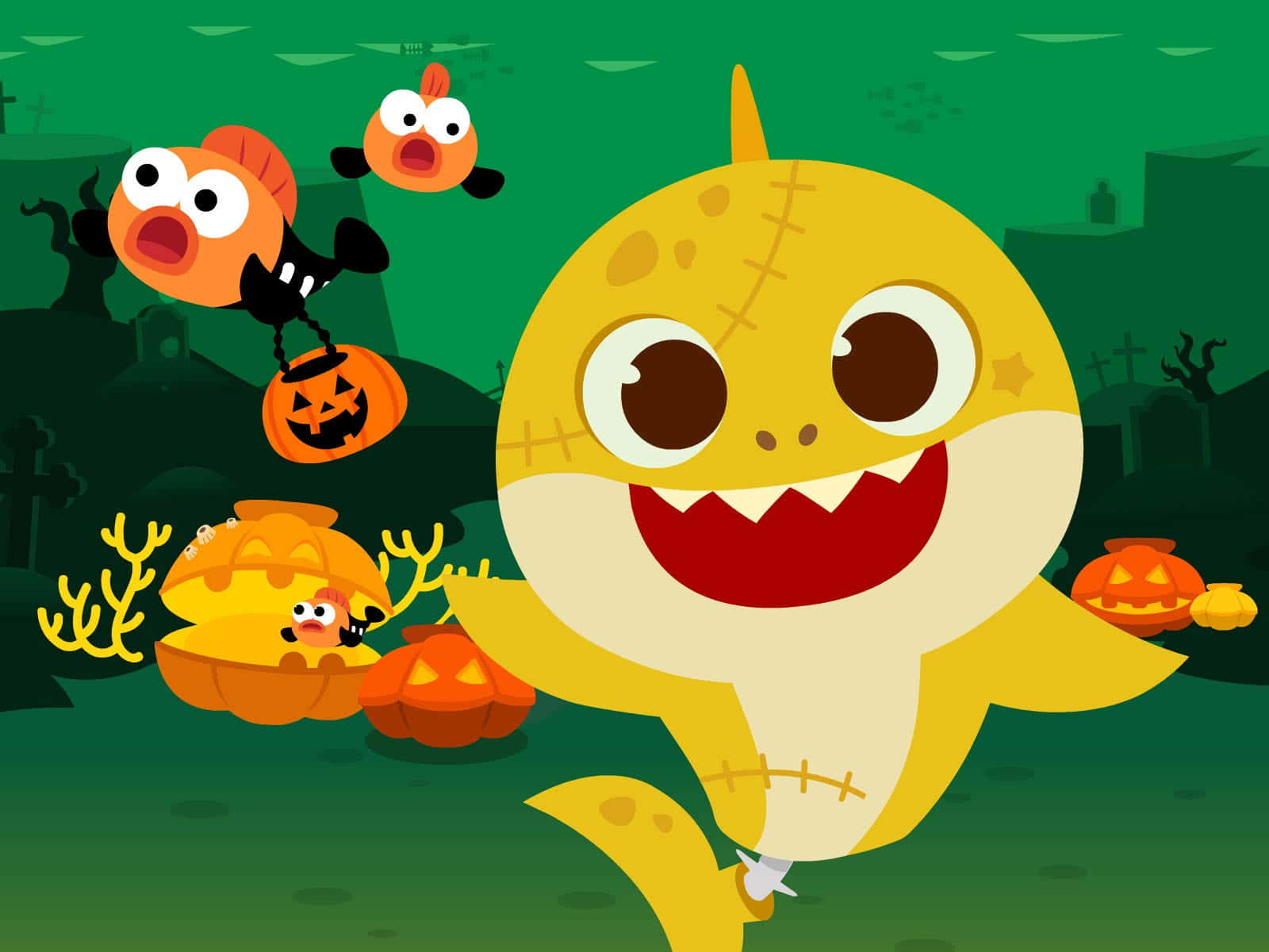 Pinkfong Baby Shark Halloween Attire Wallpaper