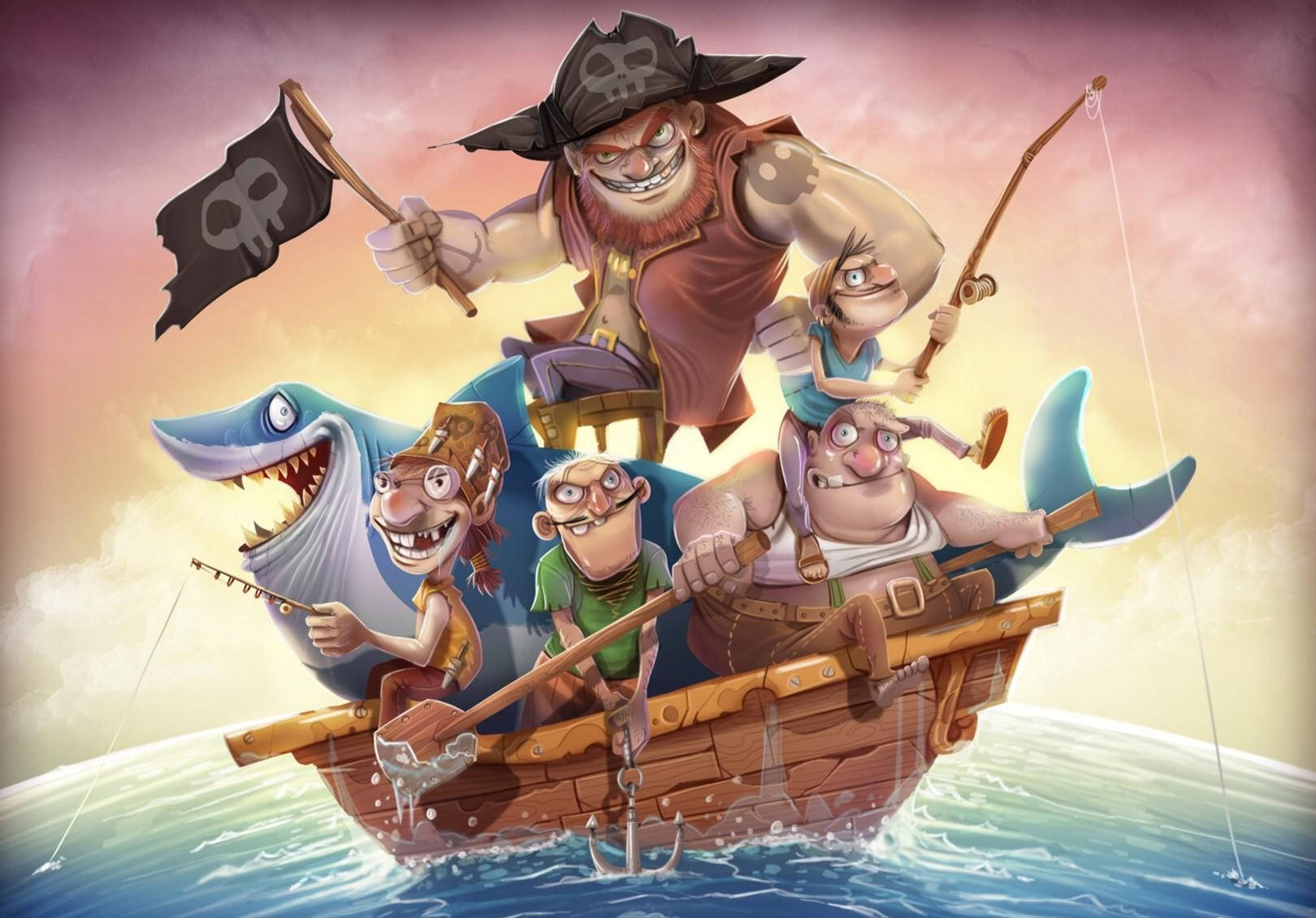 Pirates And A Shark Wallpaper