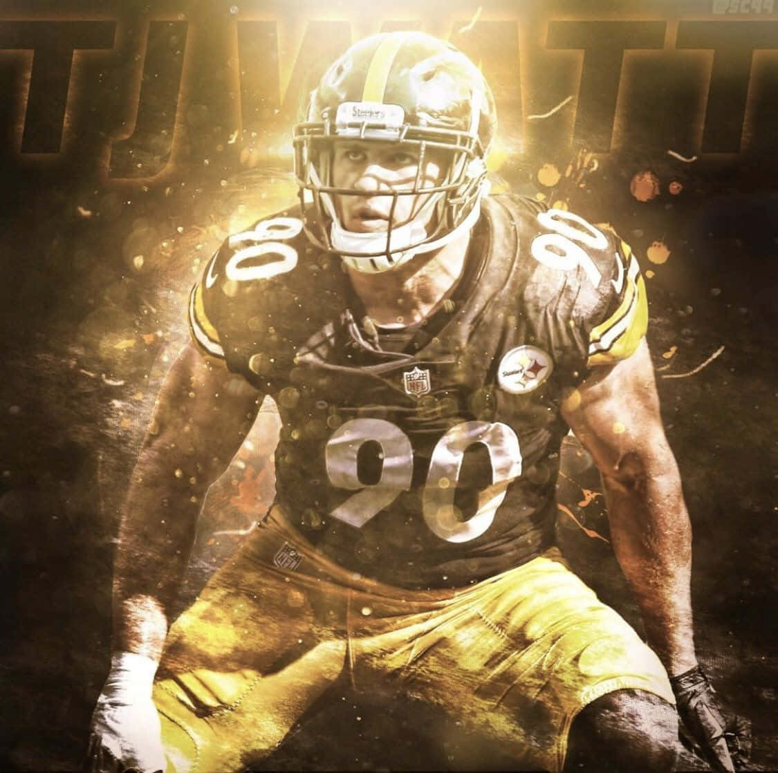 Pittsburgh Steelers Linebacker Tj Watt (#90) Making A Tackle On Defense To Help Anchor The Team To Another Win Wallpaper