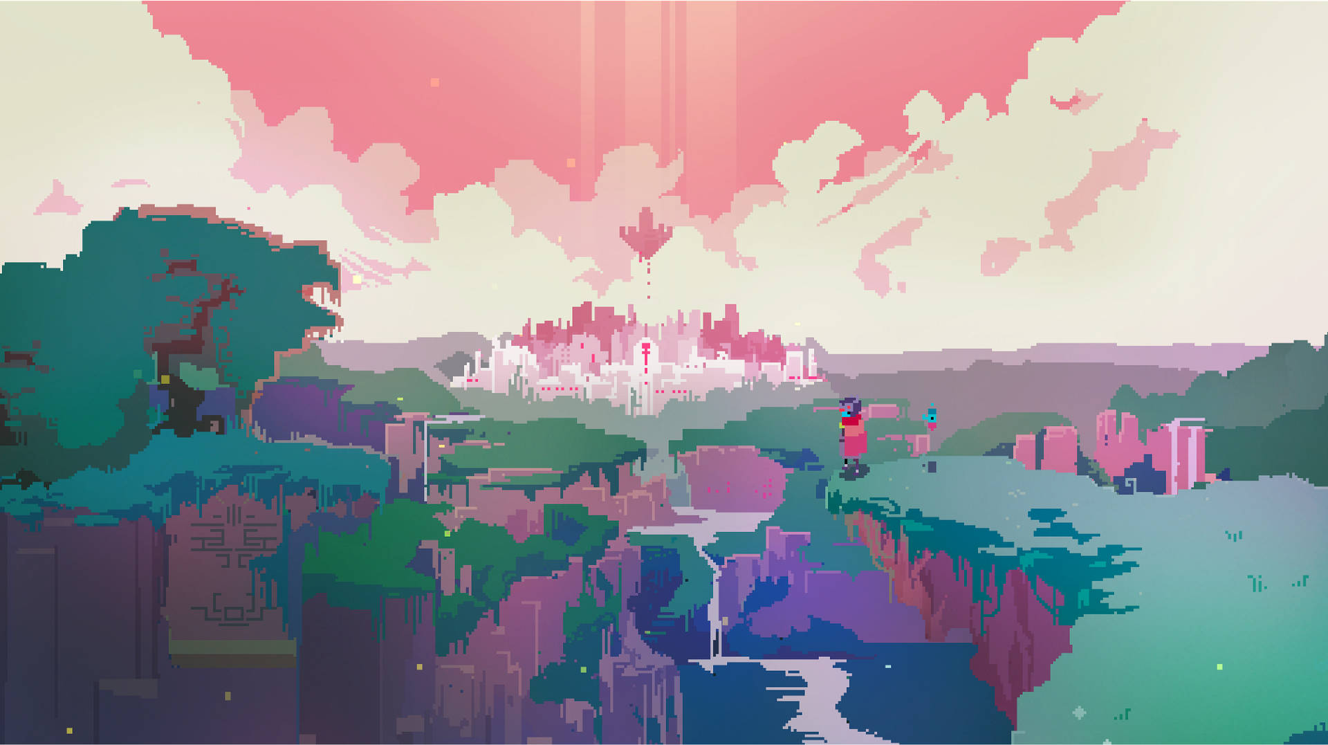 Pixel Art Pink City Wallpaper