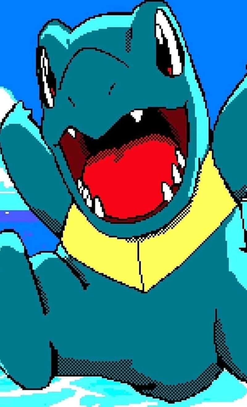 Pixelated Totodile Wallpaper