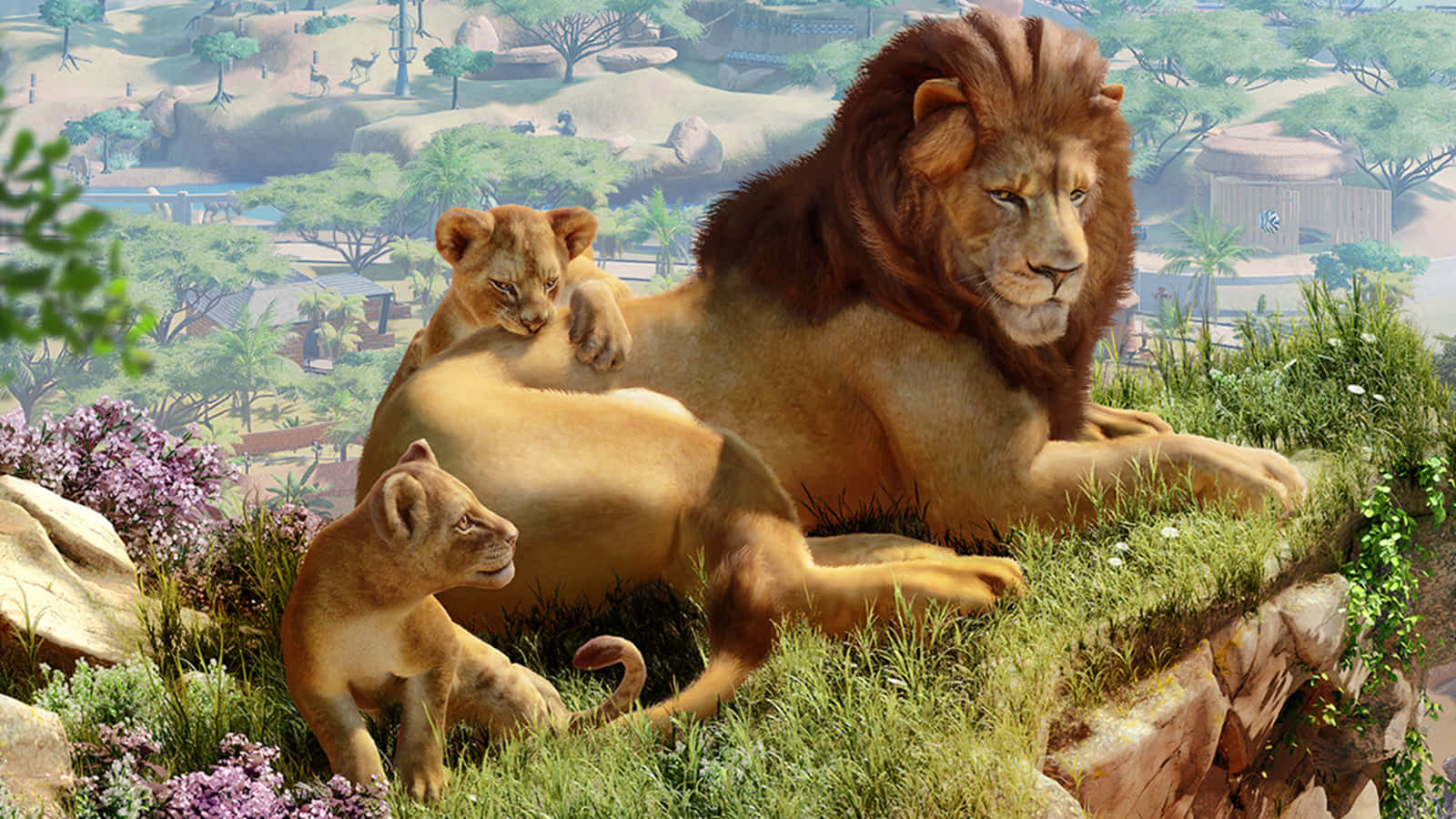 Planet Zoo Video Game Lion Family Wallpaper