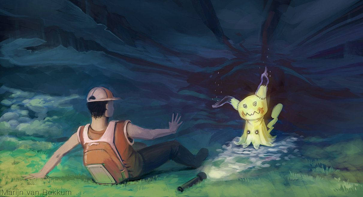 Pokemon - A Man And A Woman In A Cave Wallpaper