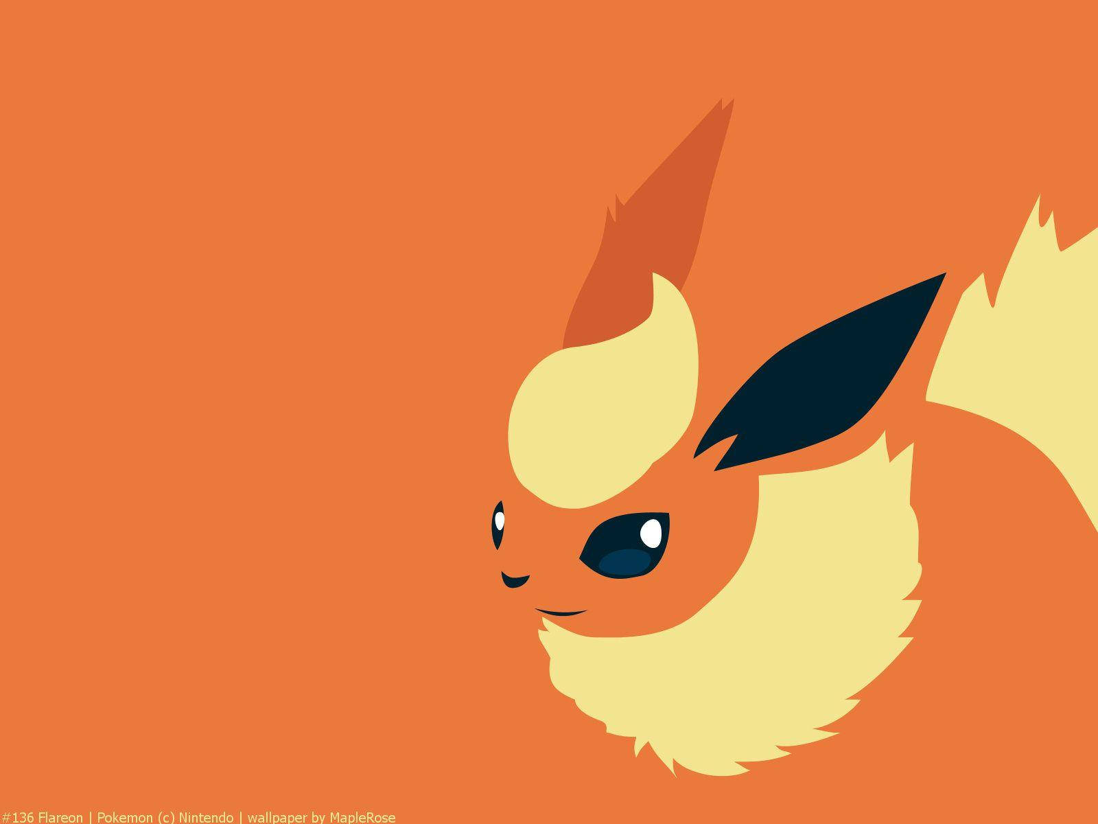 Pokemon Flareon Orange Minimalist Aesthetic Wallpaper