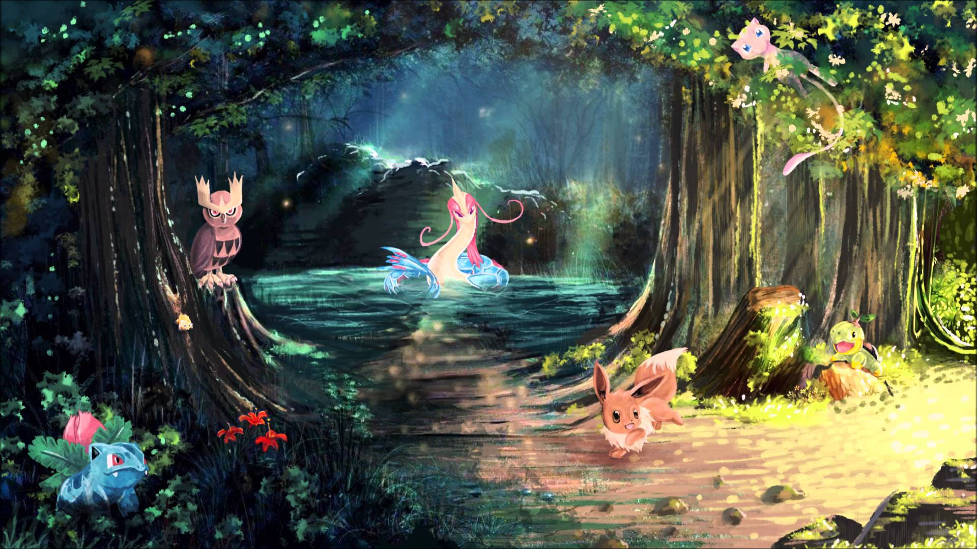 Pokemon Inside An Enchanted Forest Wallpaper