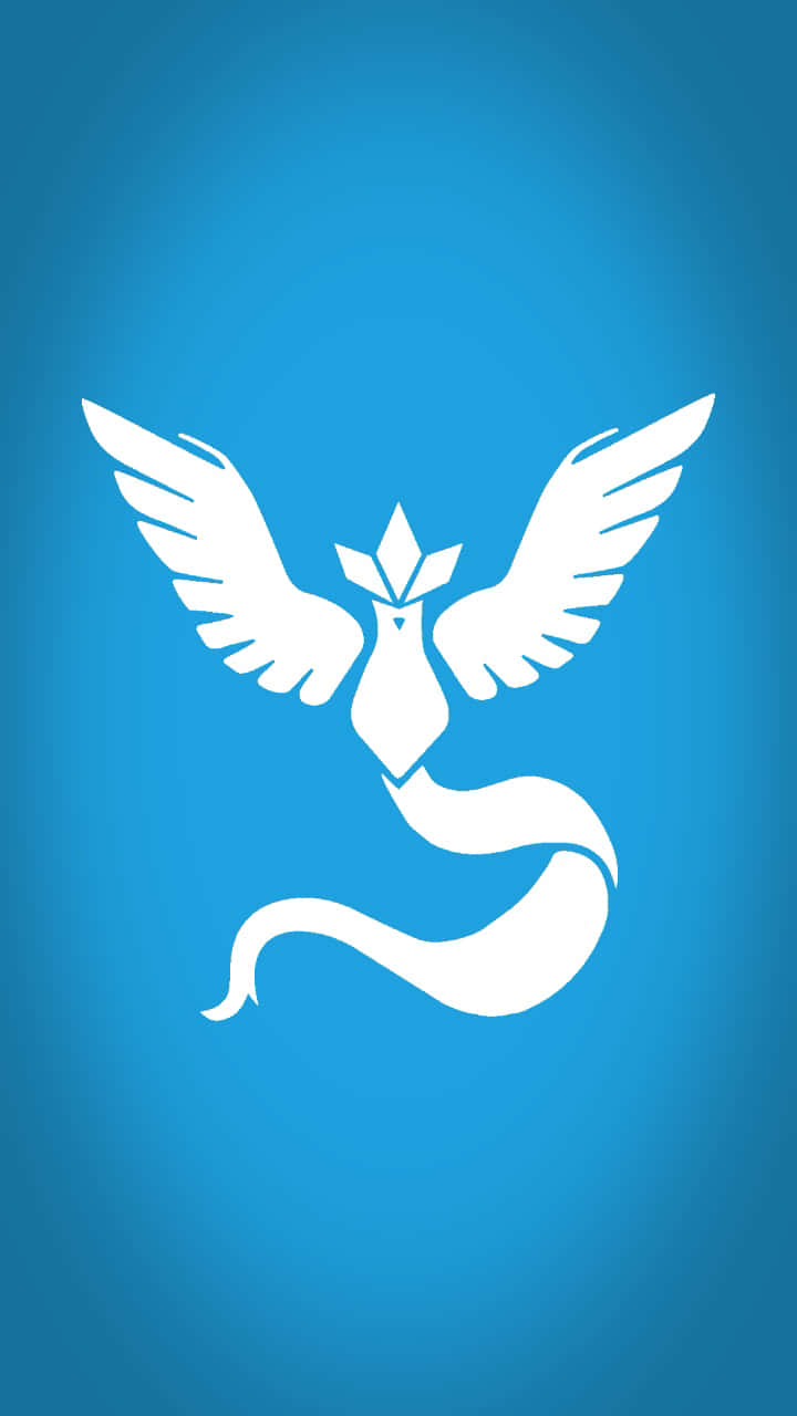 Pokemon Logo With Wings On A Blue Background Wallpaper