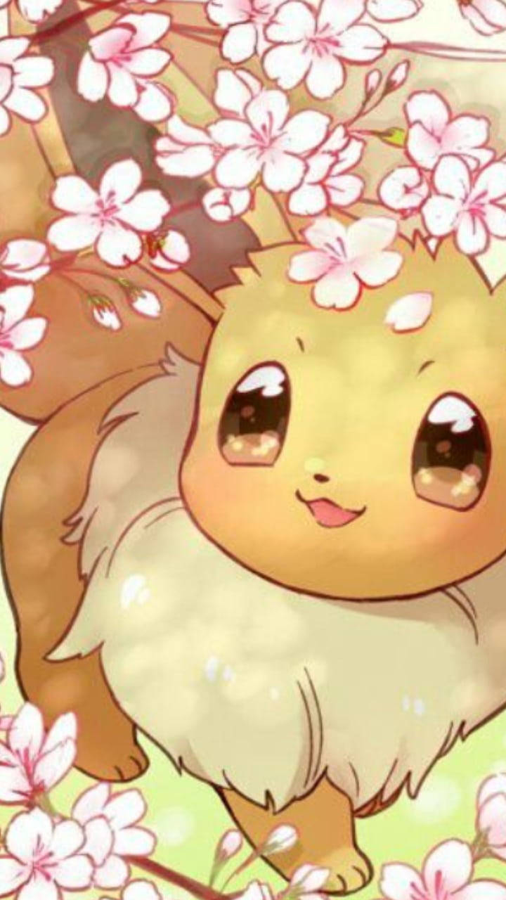 Pokemon Phone Eevee Flowers Wallpaper