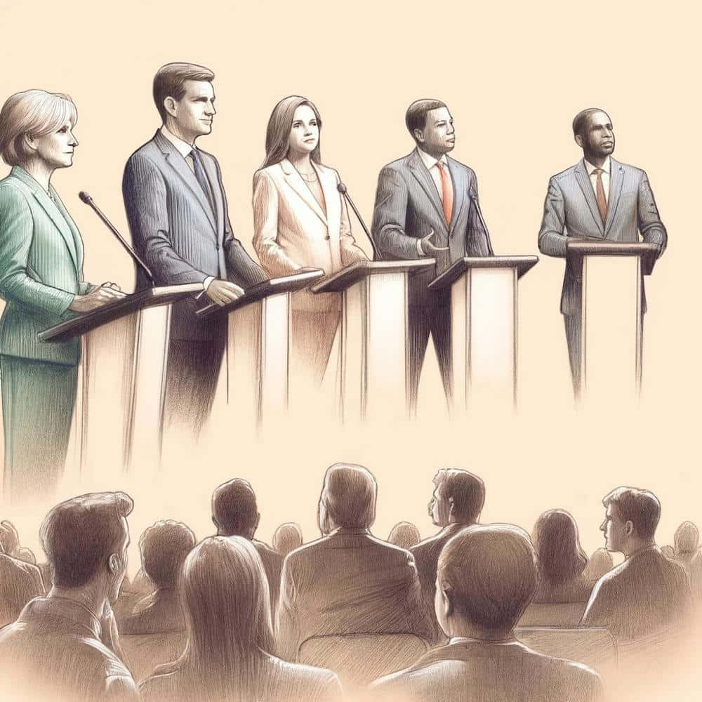 Political Debate Panel Sketch Wallpaper