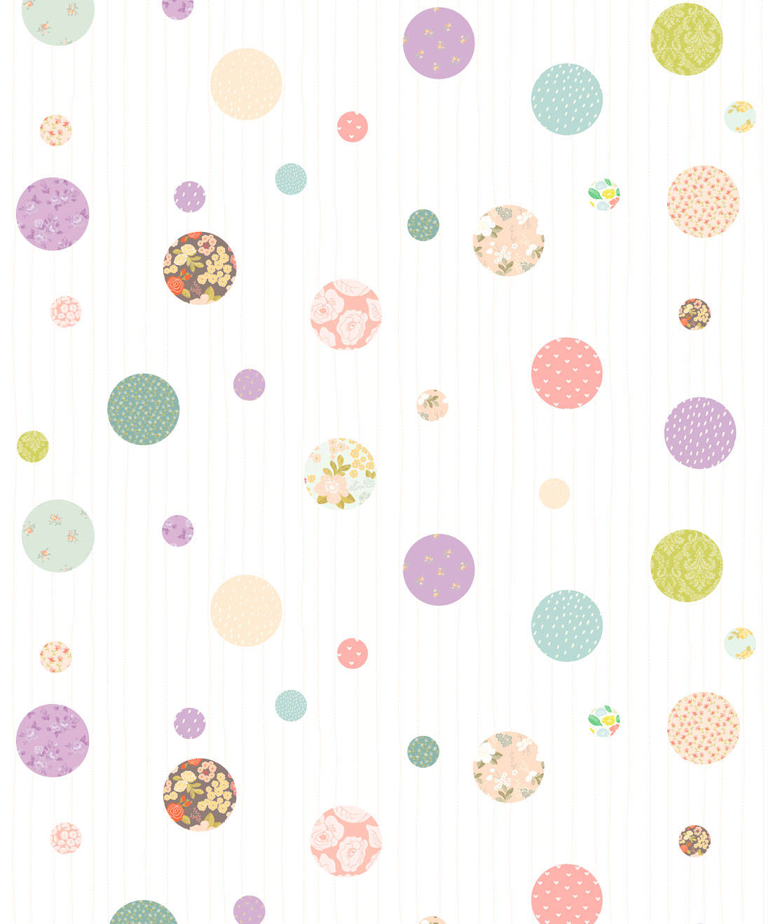 Polka Dot With Floral Design Wallpaper