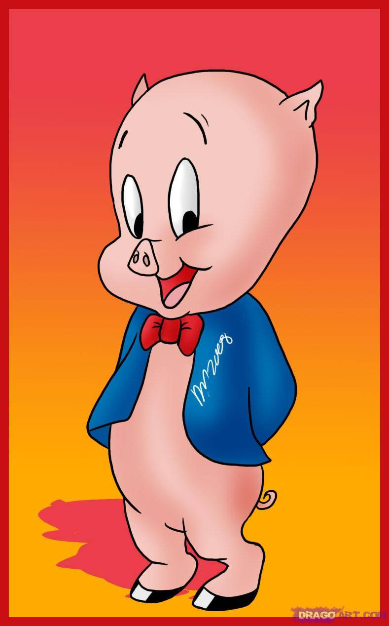 Porky Pig Vibrant Drawing Wallpaper