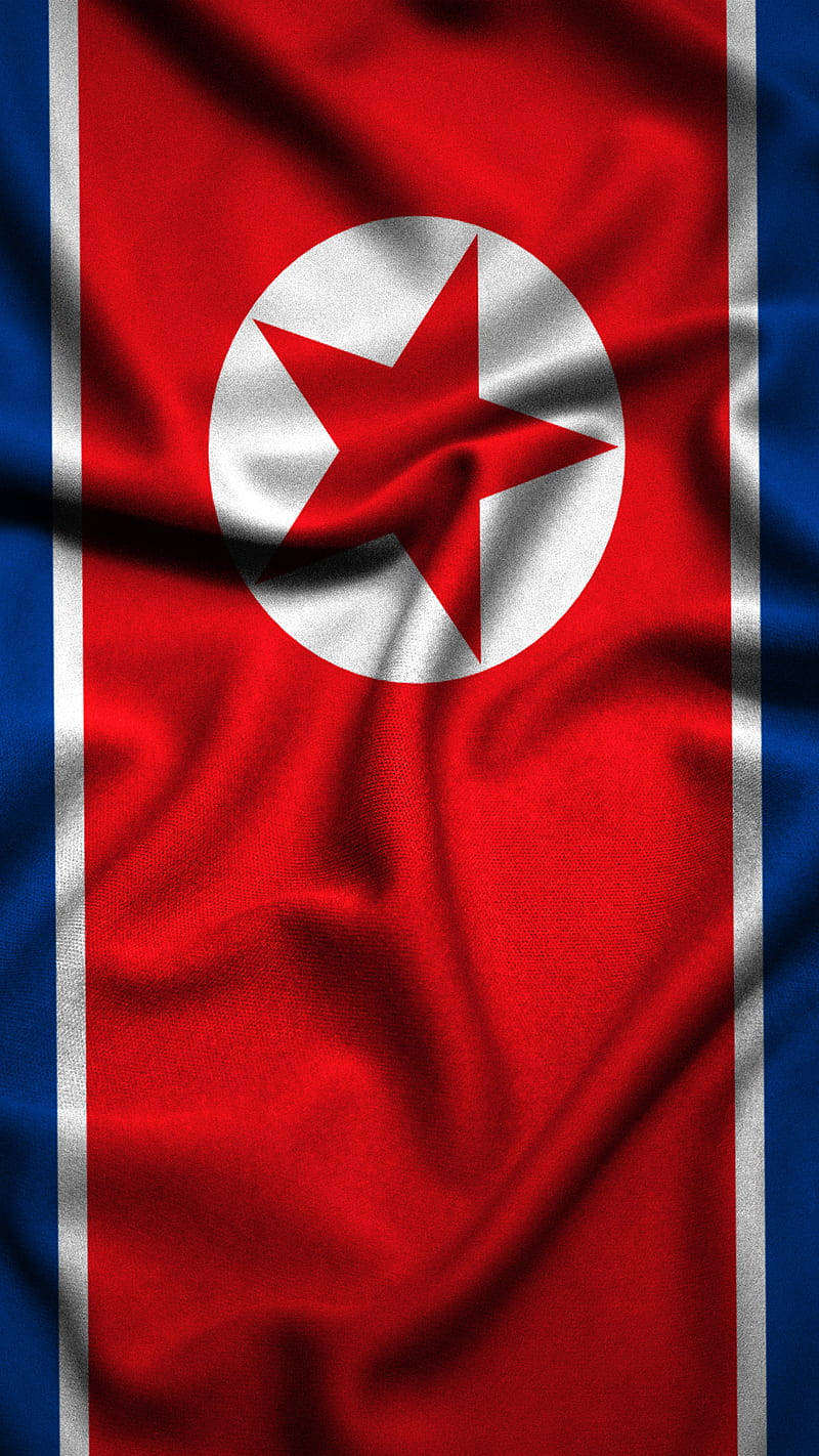 Portrait North Korea Flag Wrinkled Effect Wallpaper
