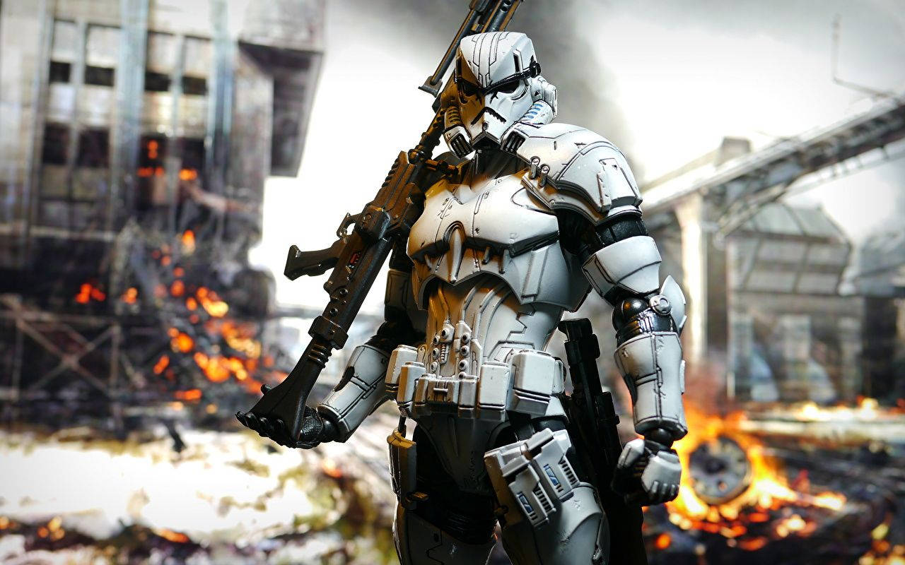 Powerful Clone Trooper Action Figure Wallpaper