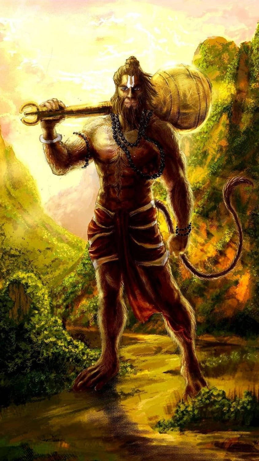 Powerful Hindu God Hanuman Phone Wallpaper