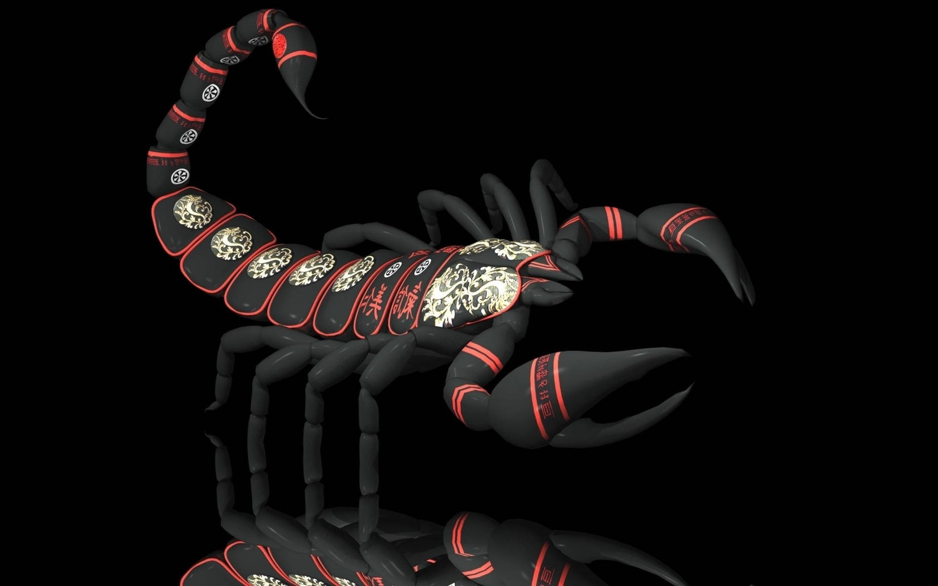 Powerful Red And Black Scorpion Symbol Wallpaper