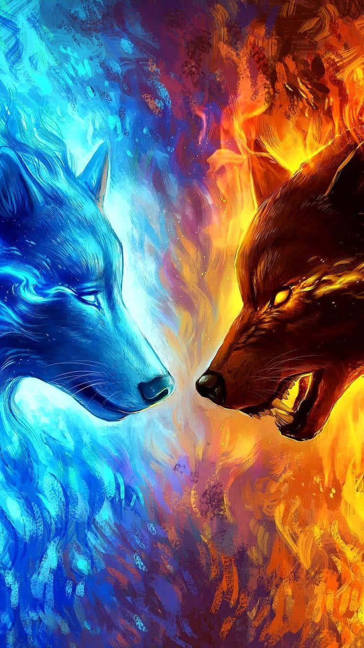 Powerful Red And Blue Fire Wallpaper