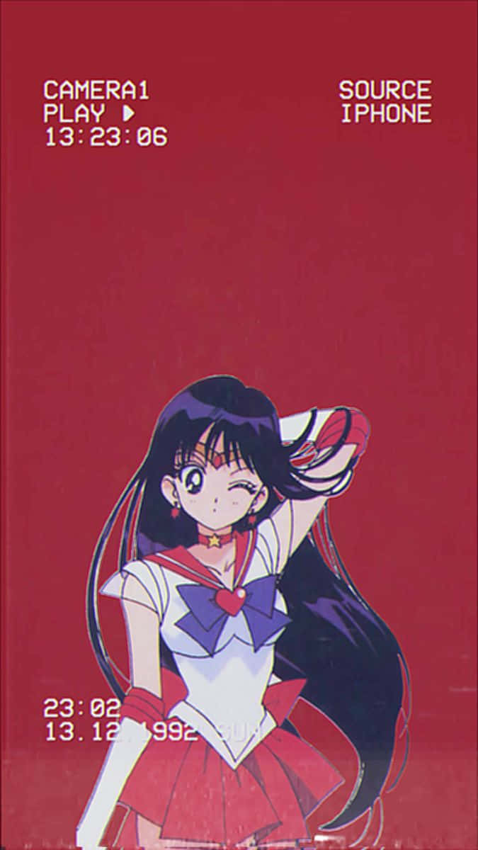 Powerful Sailor Mars Stands Boldly Wallpaper