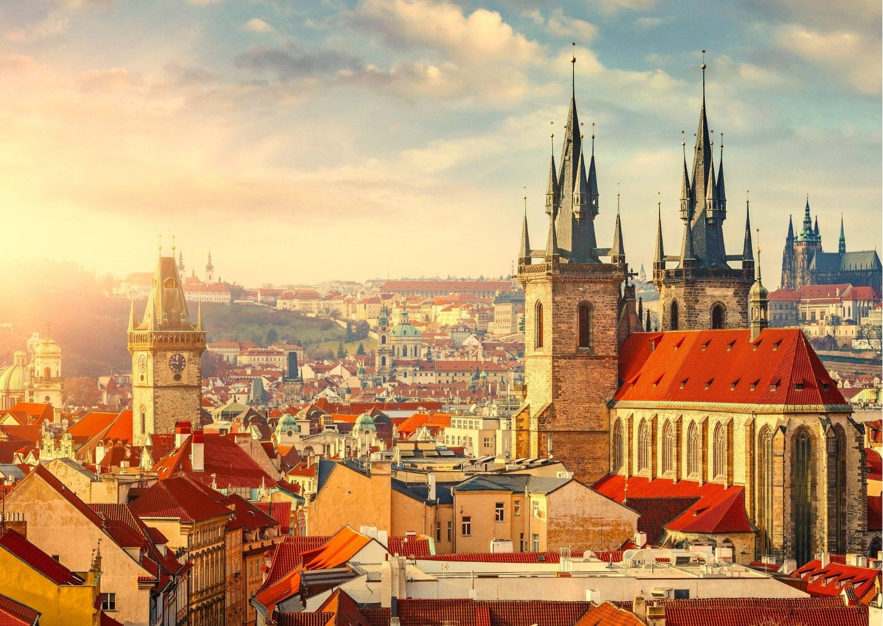 Prague Glowing In Sunrise Wallpaper