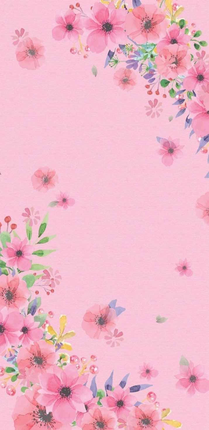 Preppy Pink Floral Design Wallpaper