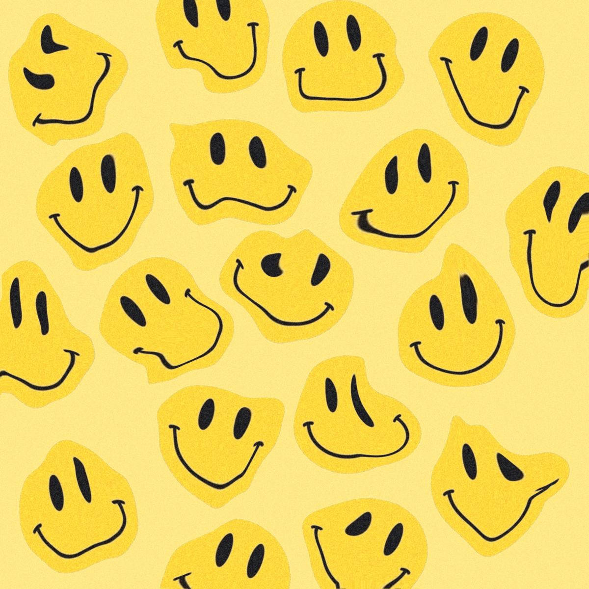 Preppy Smiley Face Warped Yellow Wallpaper