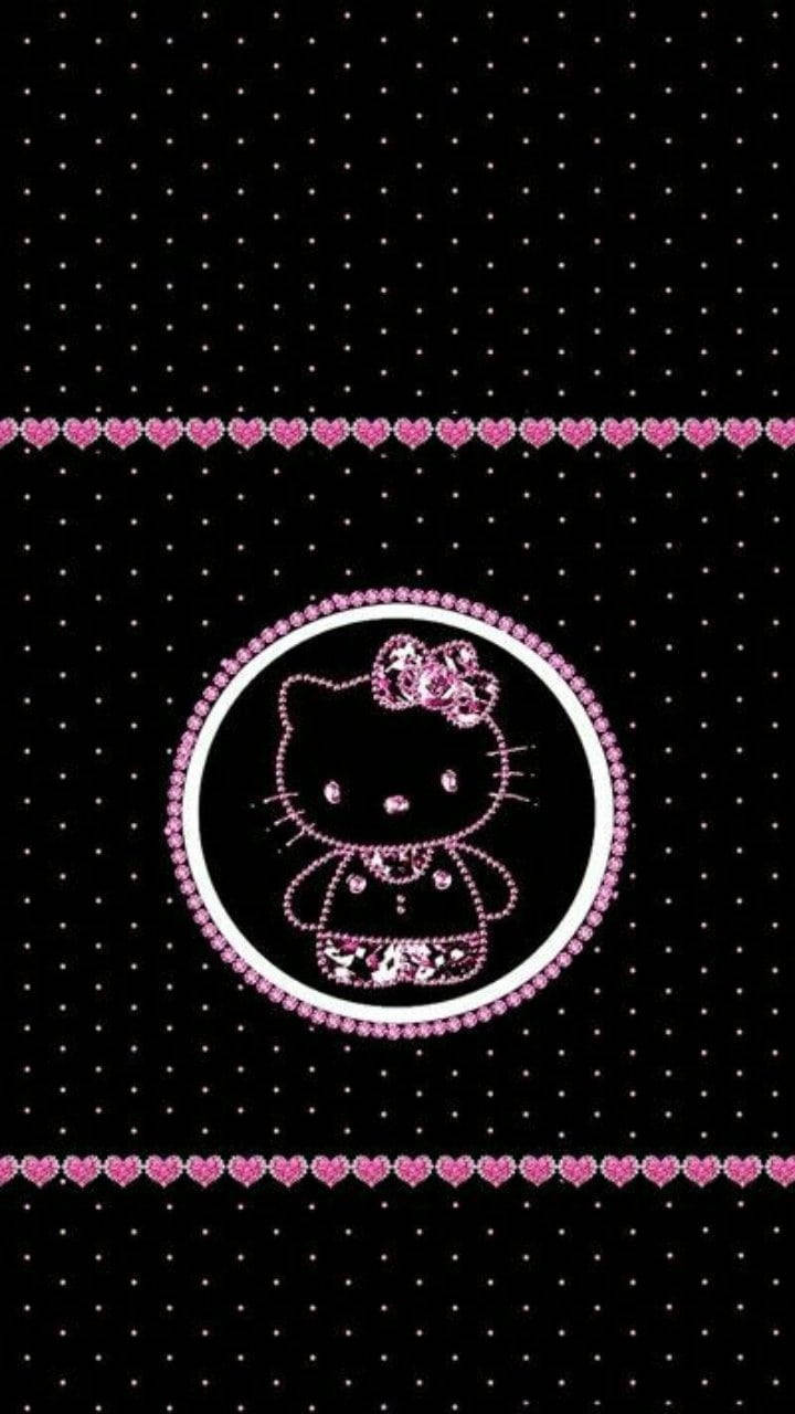 Pretty Dotted Black Hello Kitty Wallpaper