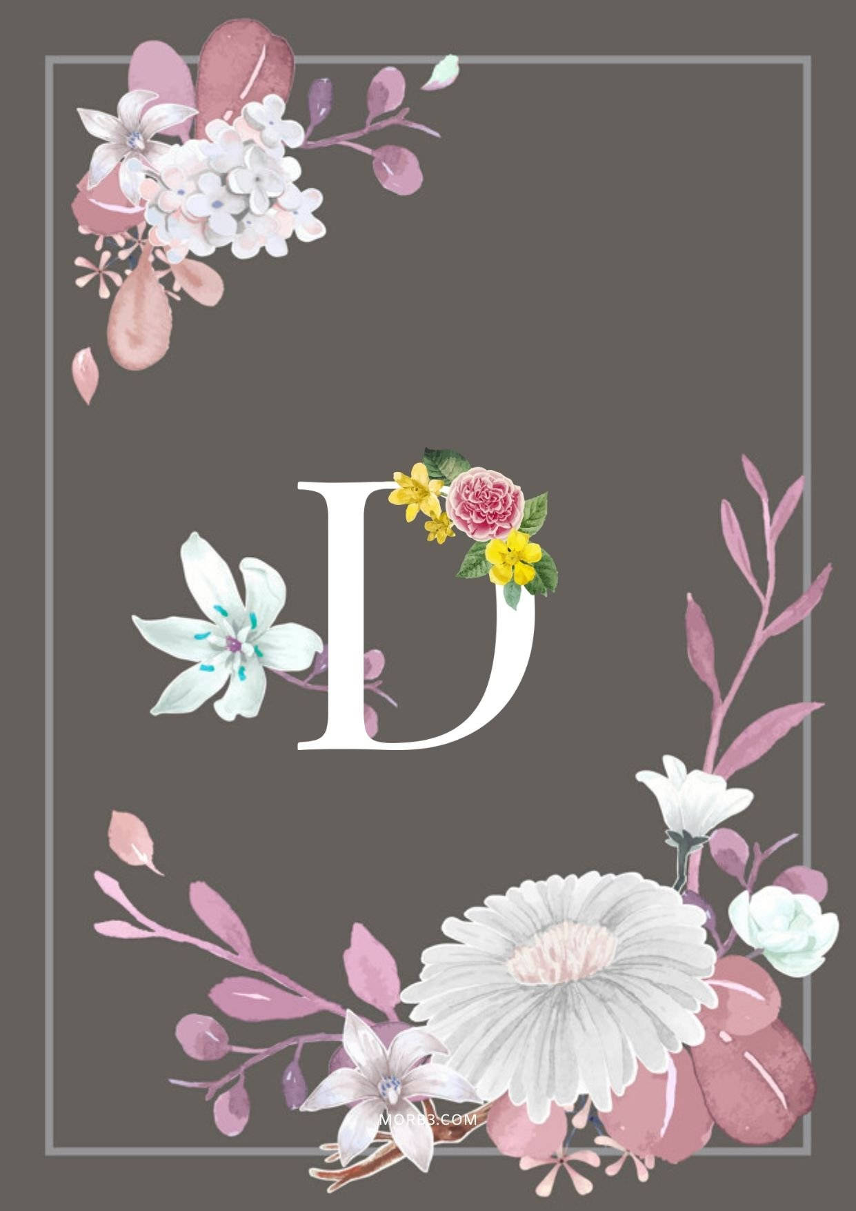 Pretty Grey Letter D Wallpaper