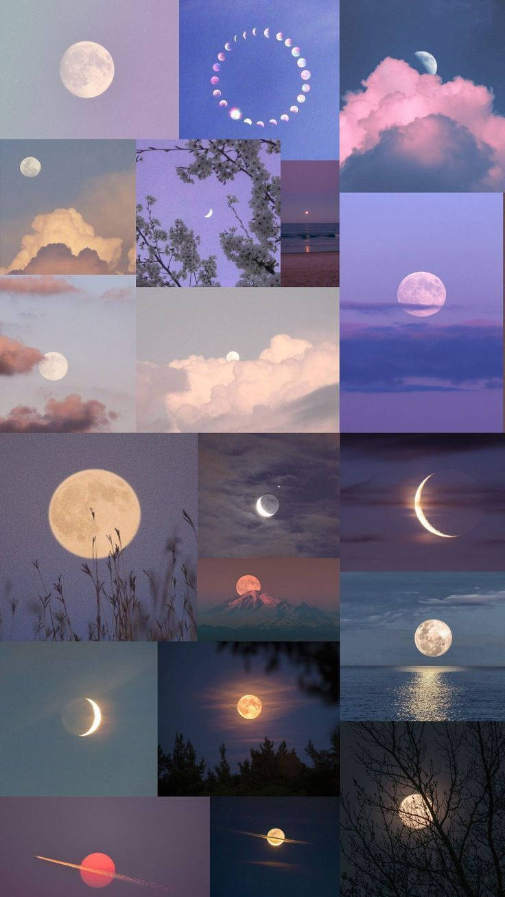 Pretty Moon Collage Girly Galaxy Wallpaper