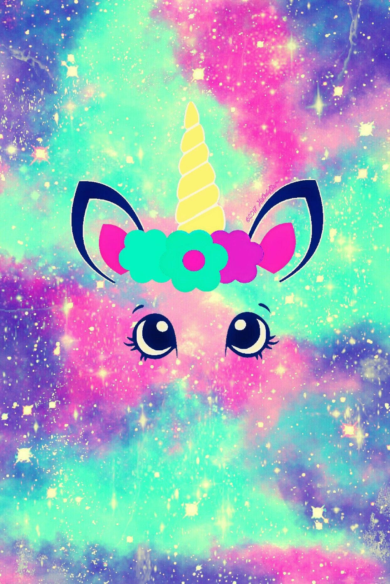 Pretty Pastel Galaxy Unicorn Eyes Wallpaper