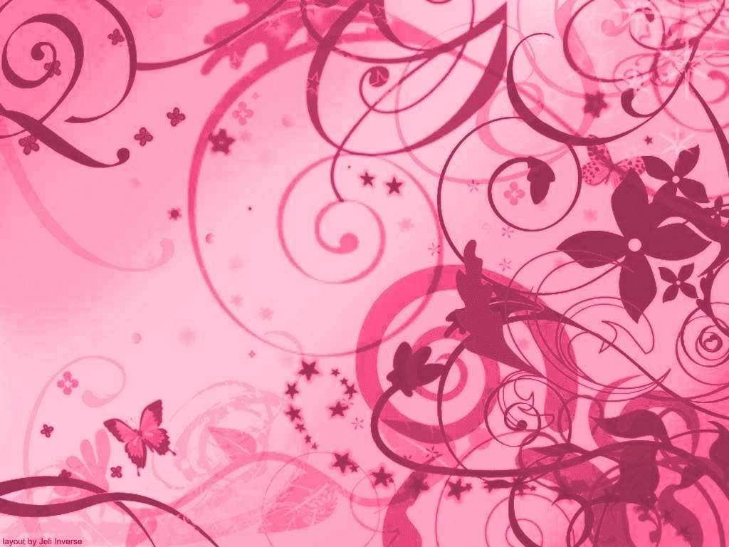 Pretty Pink Flower Swirls Vector Art Wallpaper