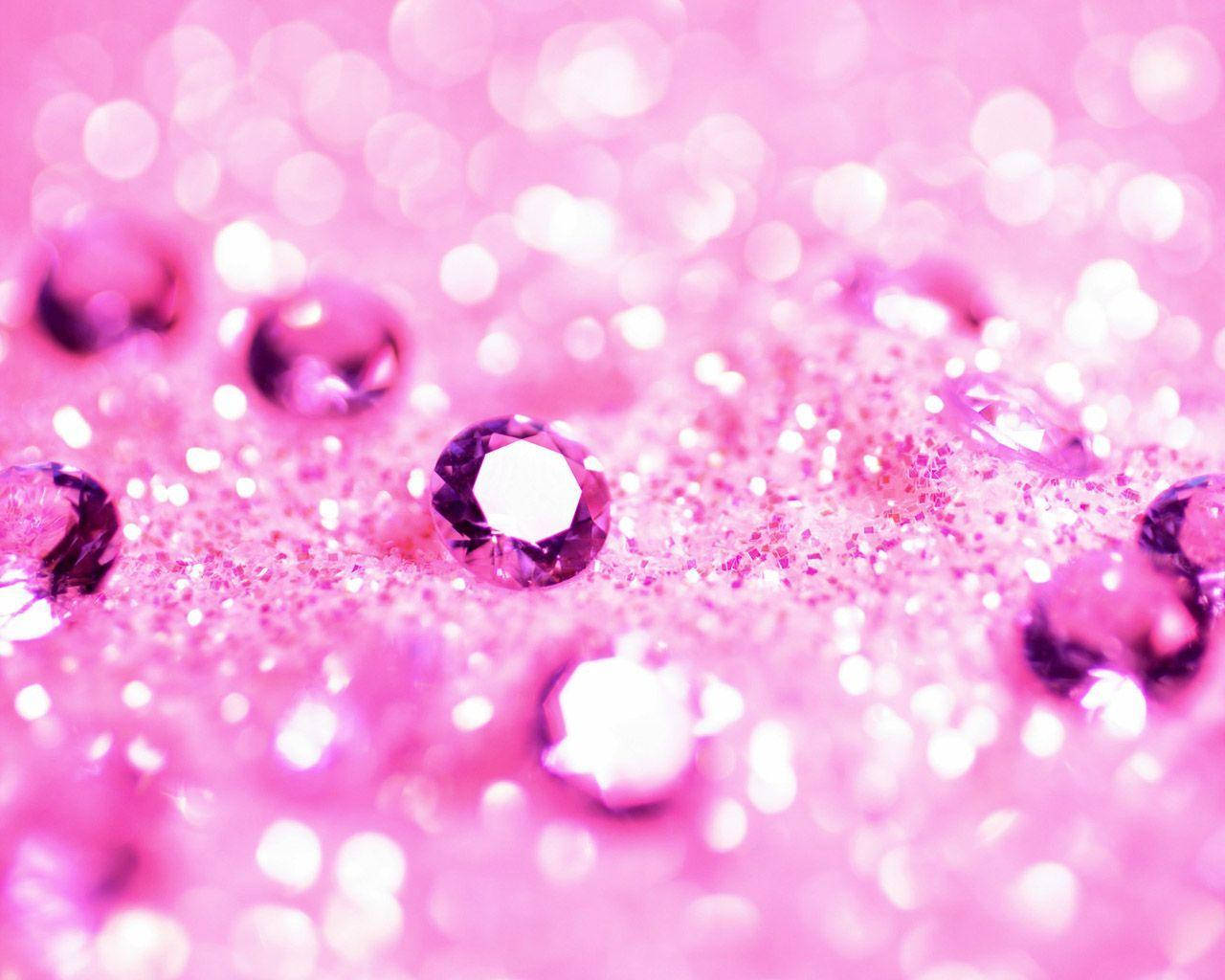 Pretty Pink Glitter With Pink Diamonds Wallpaper