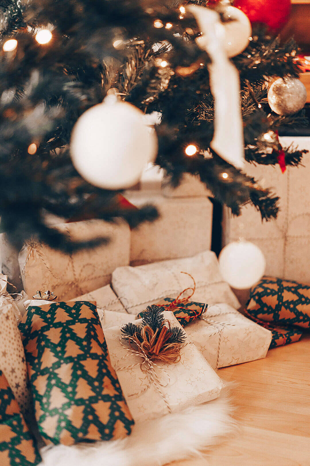 Pretty Presents Under Christmas Tree Wallpaper