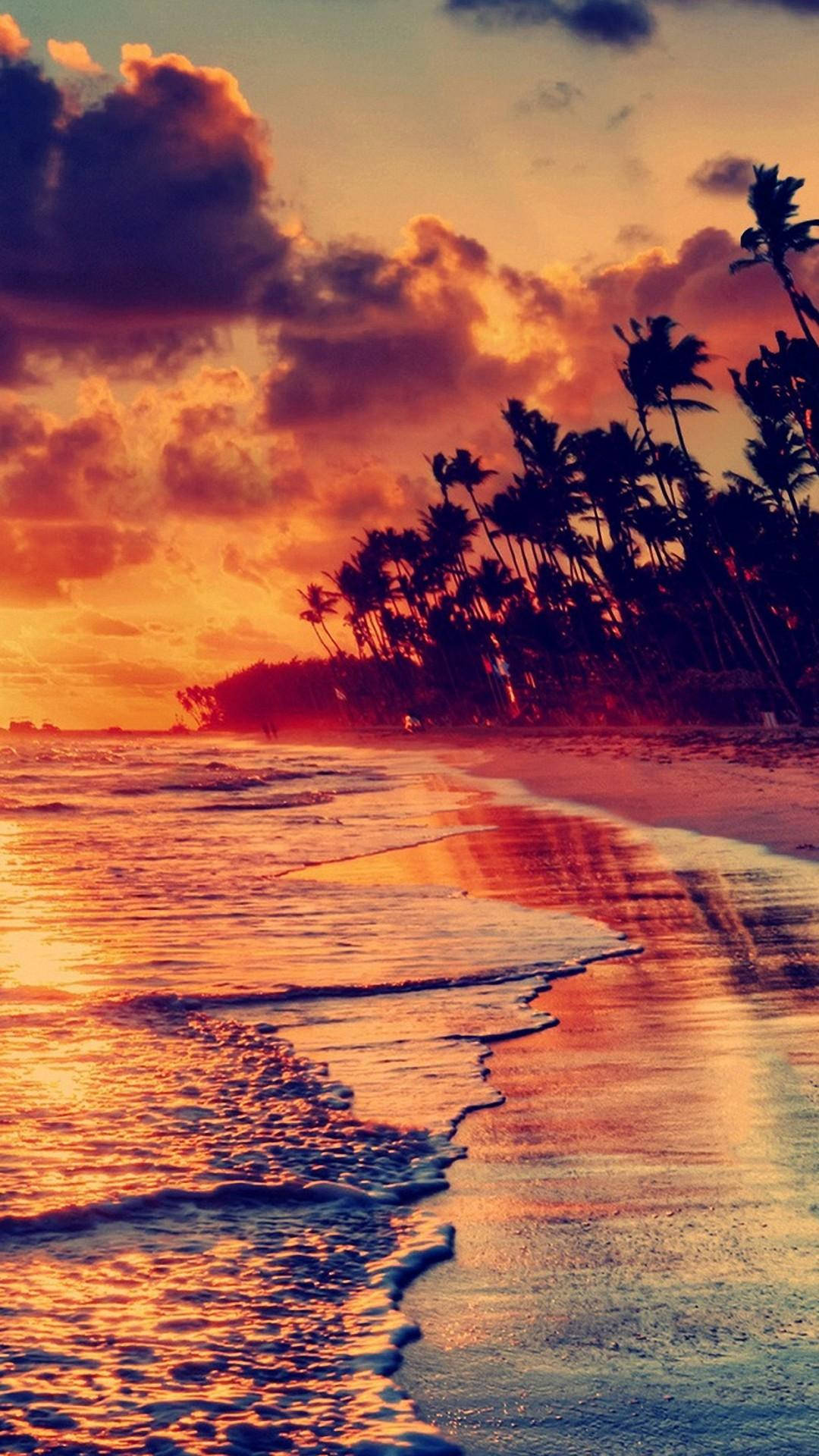 Pretty Seashore Sunset Wallpaper