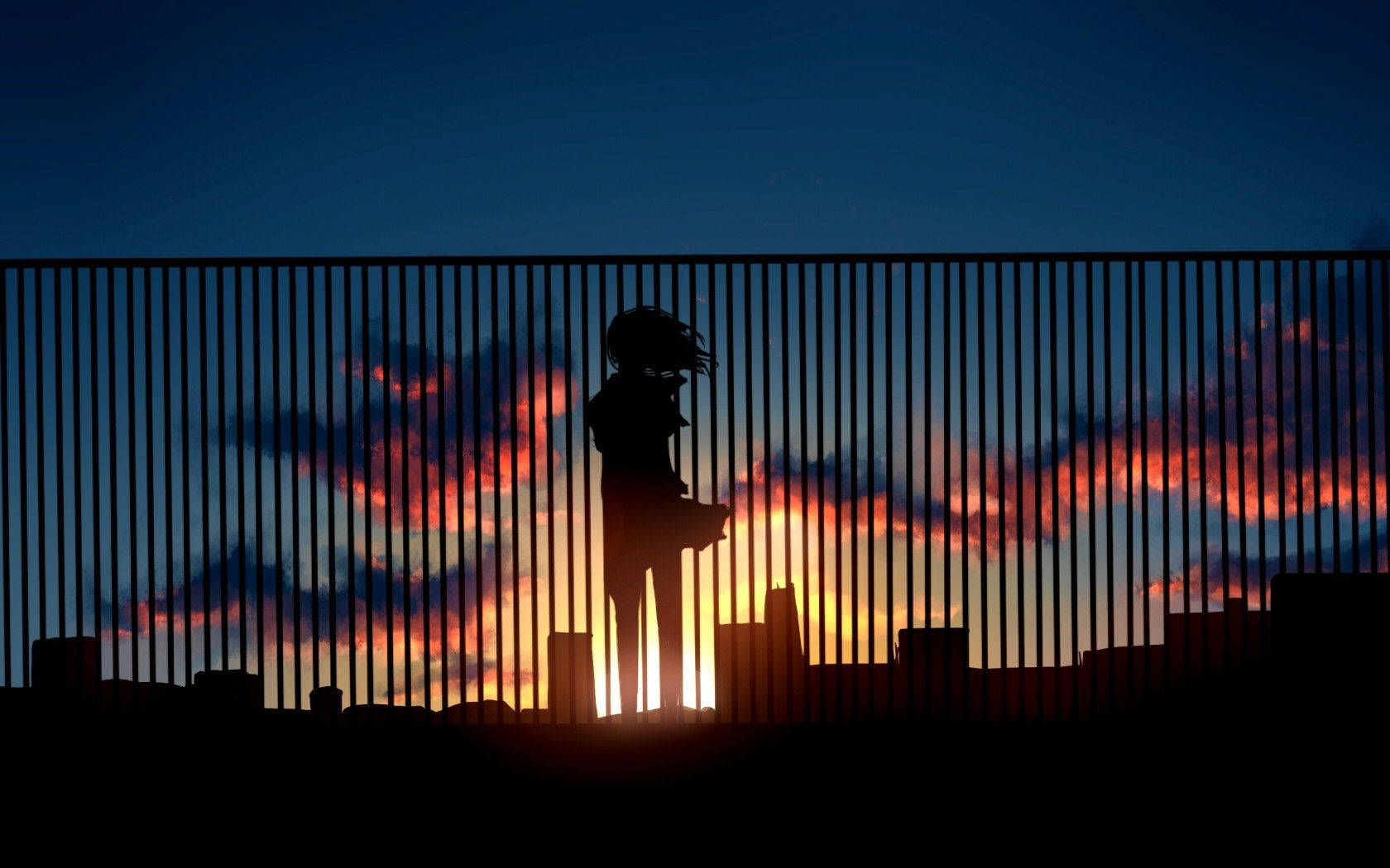 Pretty Sunset Anime City Wallpaper