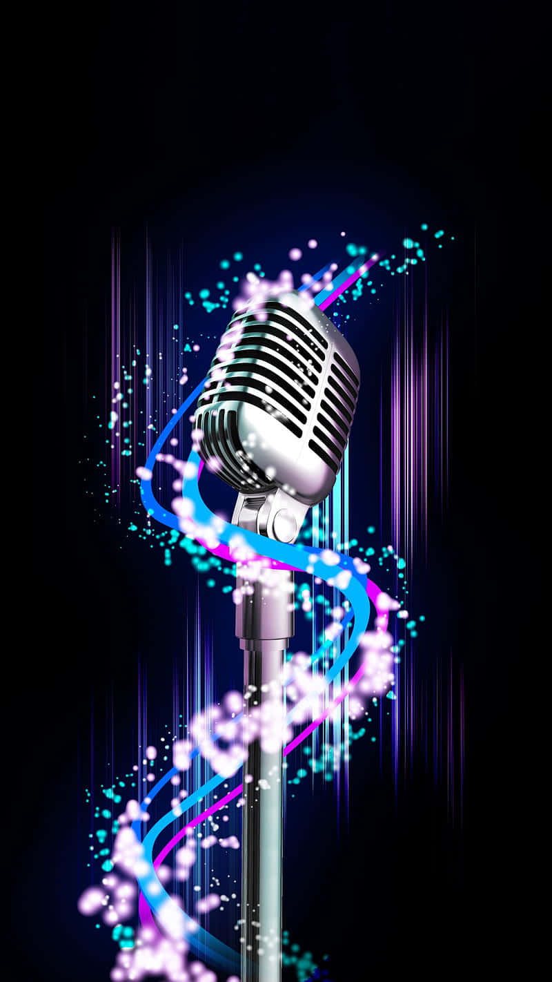 Professional Microphone Illuminated By Sparkling Lights Wallpaper