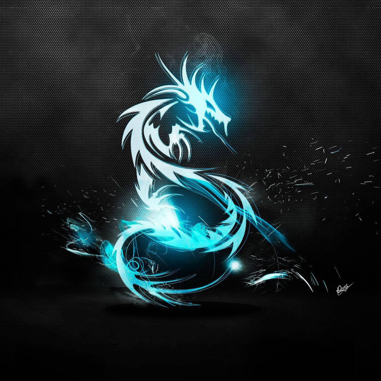 Profile Picture Neon Ice Blue Dragon Wallpaper