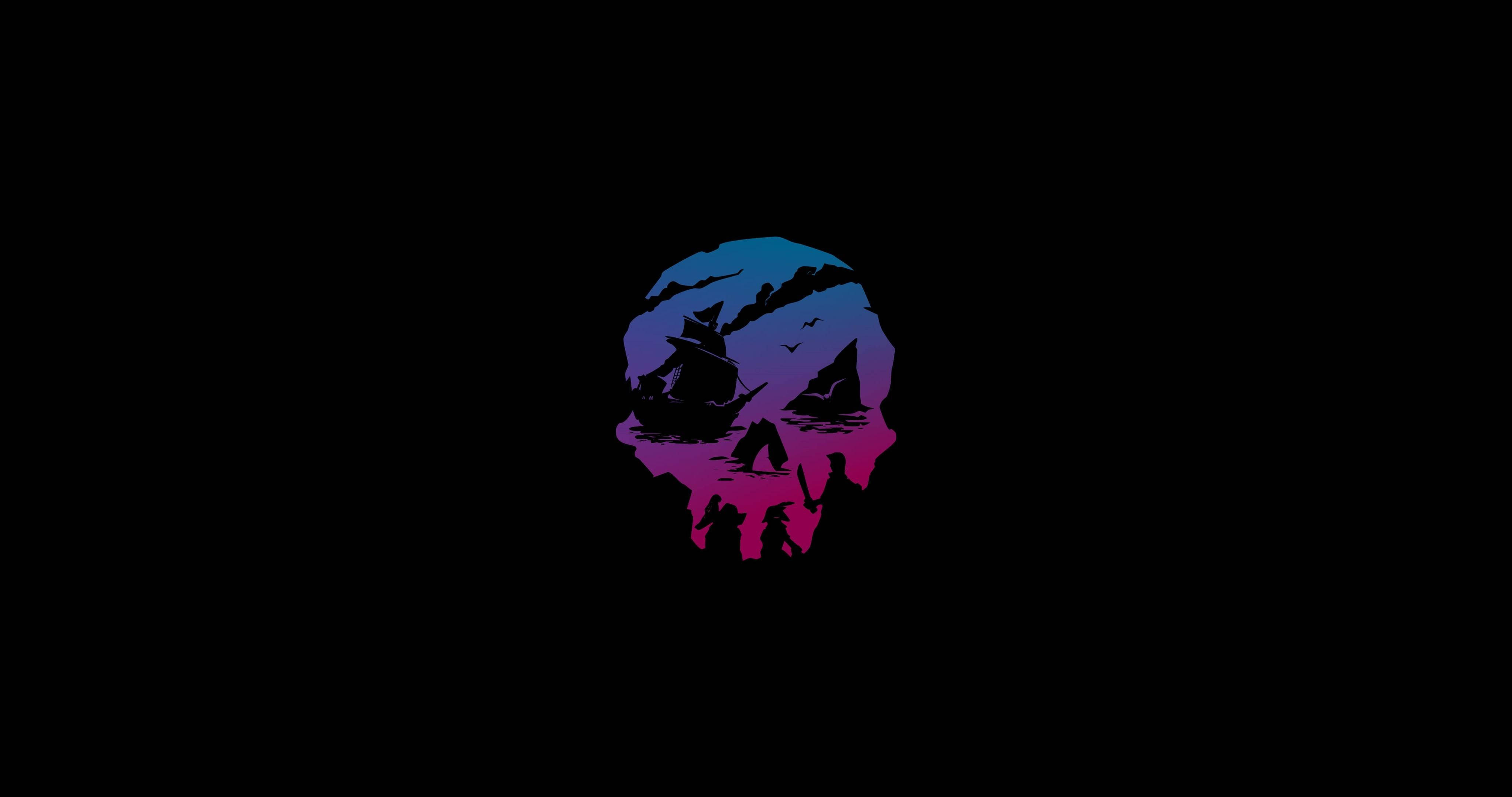 Profile Picture Retrowave Skull Art Wallpaper