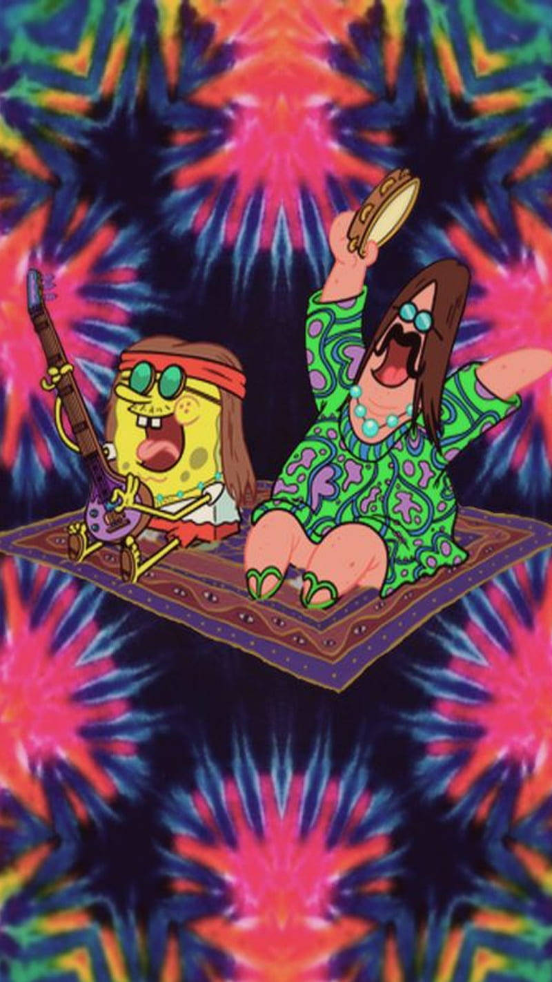 Psychedelic Spongebob And Patrick Phone Wallpaper
