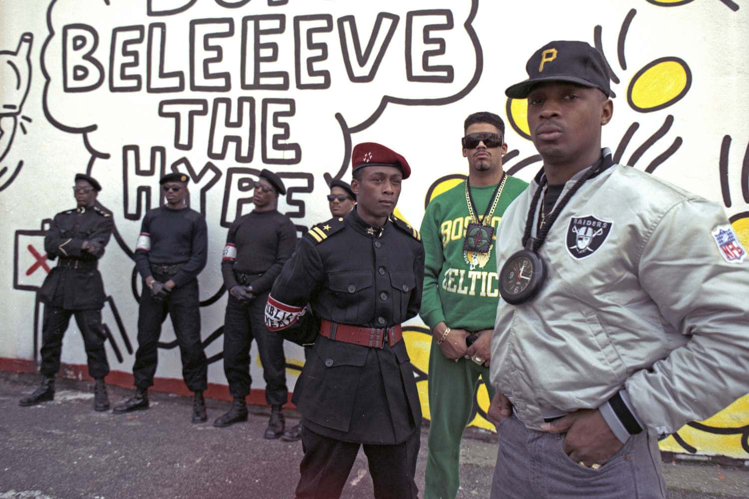 Public Enemy Group Pose Believe The Hype Wallpaper