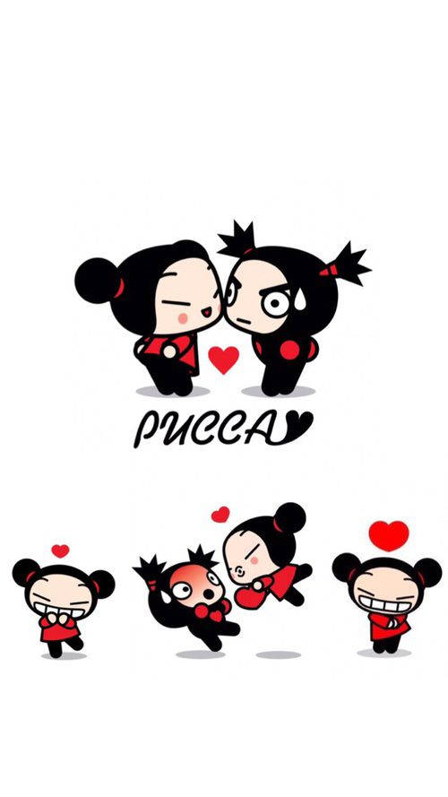 Pucca And Garu Different Poses Wallpaper
