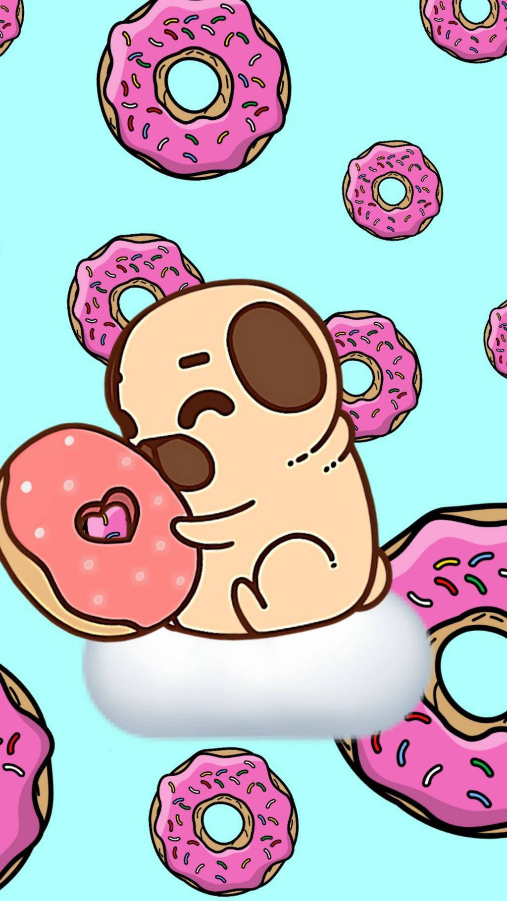 Pugs And Donuts Cute Tablet Wallpaper