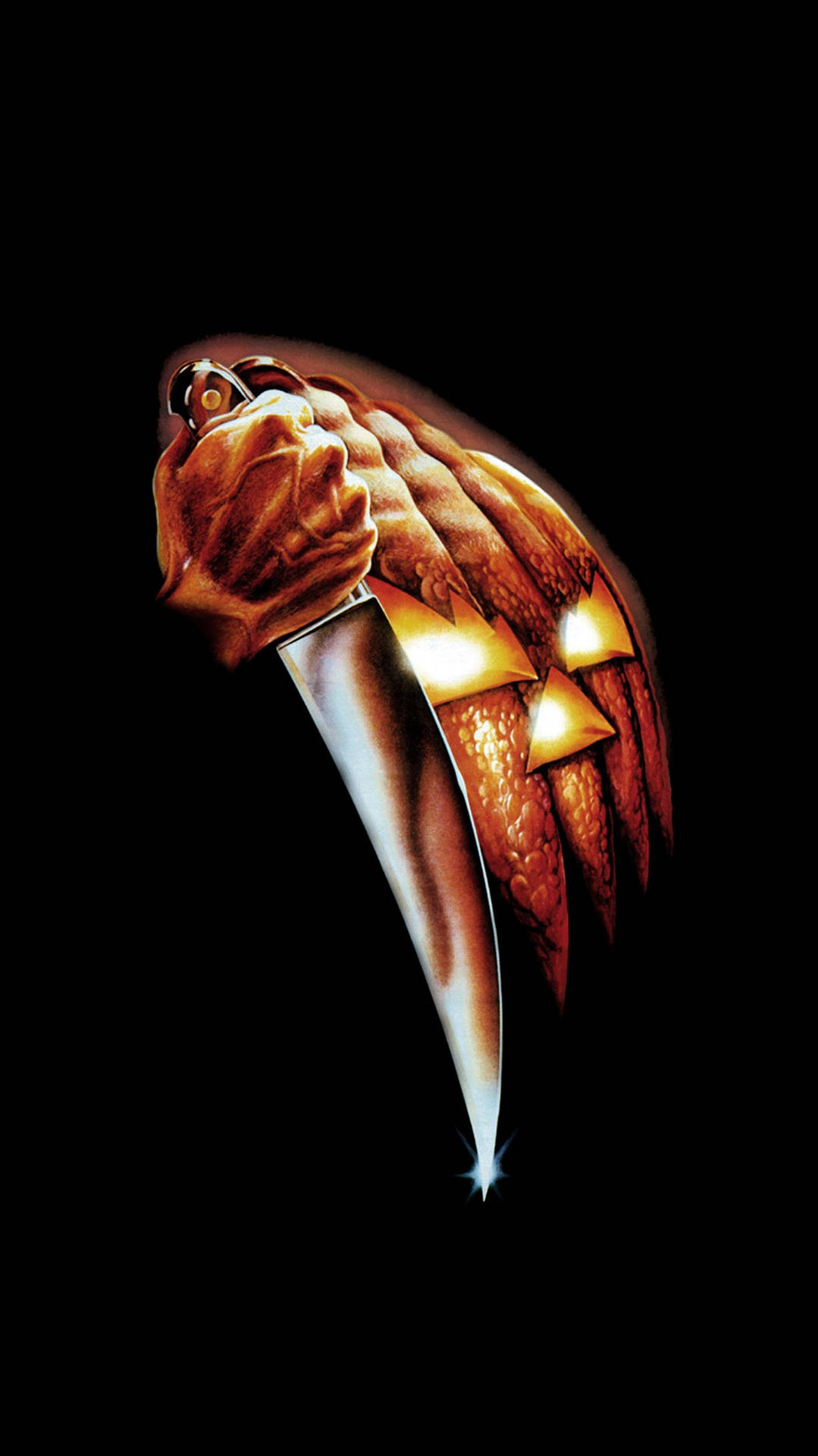 Download free Pumpkin With Knife Halloween Phone Wallpaper - MrWallpaper.com